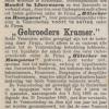 Advertentie 1865 overname verhuisbericht schaatsenverkopers Gebr. Kramer, Rotterdam