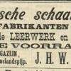 Advertentie 1907 schaatsenverkoper J.H.W. Wachtels, Leeuwarden
