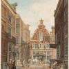 Tekening H.P. Schouten, 1774. Links op de hoek de winkel van Jan Bruijning met de schaatsen.