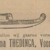 Advertentie 1917 schaatsenmaker J.S. Thedinga, Veendam