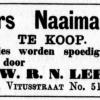 Advertentie 1866 W.R.N. Leplaa, Bussum