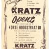 Advertentie opening nieuwe zaak KRATZ in 1953