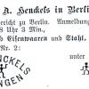 Officiële inschrijving 1875 van het merkteken bij het Königliche Stadtgericht (gerechtshof) in Berlijn.