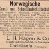 Advertentie 1888 schaatsenmaker L.H. Hagen, Oslo (Noorwegen)