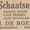 Advertentie 1932 schaatsenmaker J.de Boer, Drachten
