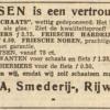 Advertentie 1938 Schaatsenmaker G. Postma, Leeuwarden