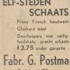 Advertentie 1937 Schaatsenmaker G. Postma, Leeuwarden