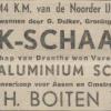 Advertentie 1940 schaatsenmaker E. Vonk, Oudeschoot
