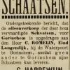 Advertentie 1904 schaatsenmaker C. Harrewyn, Giessenburg