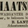 Advertentie 1887 schaatsenmaker B.O. Lantinga, Warga
