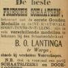 Advertentie 1897 schaatsenmaker B.O. Lantinga, Warga