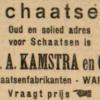 Advertentie 1925 schaatsenmaker S.A. Kamstra, Warga