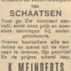 Advertentie 1933 schaatsenmaker K. Meinderts, Warga