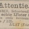 Advertentie 1886 schaatsenmaker C.J. Faber, IJlst