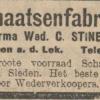 Advertentie 1927 schaatsenmaker wed. C. Stinis, Krimpen aan de Lek