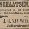 Advertentie 1893 schaatsenmaker J.G. van Wijk, Rotterdam