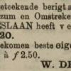 Advertentie 1887 schaatsenmaker W. de Vries, Boazum