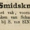 Advertentie 1891 schaatsenmaker S. van Sinderen, Hijlaard