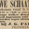 Advertentie schaatsenmaker J.G. Faber, Franeker