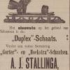 Advertentie 1906 schaatsenverkoper A.J. Stallinga, Leiden