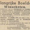 Advertentie 1949 verkoop inboedel schaatsenmaker B. de Boer, Winschoten