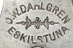Merkteken Metalen schaats No 7. schaatsenmaker C.W. Dahlgren, Eskilstuna (Zweden);