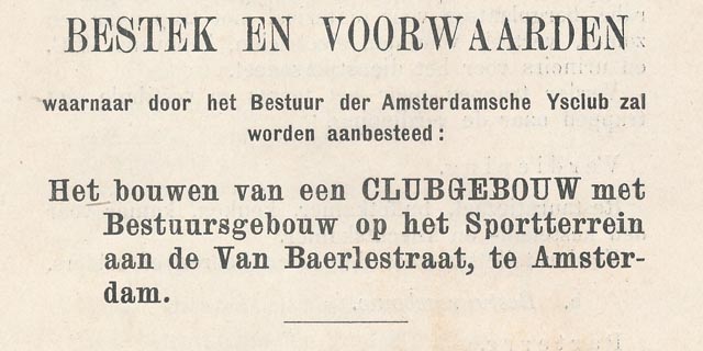 Bestek club- en bestuursgebouw Amsterdamsche IJsclub 1904