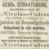 Advertentie 1894 schaatsenverkoper Gebr. Straatsburg, Leiden