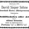 Advertentie 1885 schaatsenmaker David Sieper Söhne, Remscheid (Duitsland)