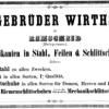 Advertentie 1873 schaatsenmaker Gebr.Wirths, Remscheid (Duitsland)