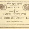 Visitekaartje firma J. Howarth, Sheffield (Engeland)