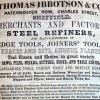 Advertentie 1852 schaatsenmaker Thomas Ibbitson&Co, Sheffield (Engeland)