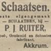 Advertentie 1908 schaatsenmaker P.J. Ruiter, Akkrum