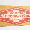 Etiket Friese doorloper schaatsenmaker Fa.Stienstra&v.d.Schaaf, Heerenveen