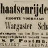 Advertentie 1868 S.P. Postma, schaatsen A.K. Hoekstra