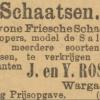 Advertentie 1895 schaatsenmakers J. en IJ. Rosier, Warga
