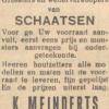 Advertentie 1933 schaatsenmaker K. Meinderts, Warga