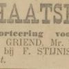 Advertentie 1888 schaatsenmaker F. Stijnis, Hendrik Ido Ambacht