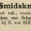 Advertentie 1891 schaatsenmaker S. van Sinderen, Hijlaard