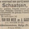 Advertentie 1919 schaatsenmaker F. v.d. Meer en A. Kasje, Warga