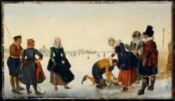 Winterlandschap met schaatsers