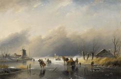 Winterlandschap met schaatsers