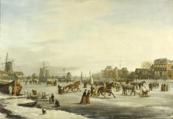 Harddraverij met arresleden op de Zaan bij Wormerveer