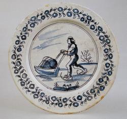 Schaatser met duwbak