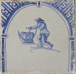 Schaatser met duwbak