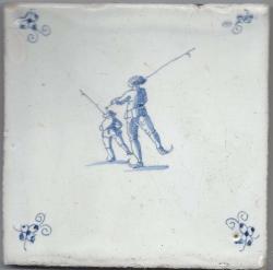 Twee schaatsers met ijsstok