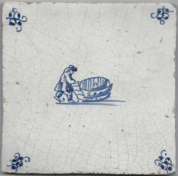 Schaatser met duwbak