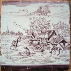 Winterlandschap met schaatsers