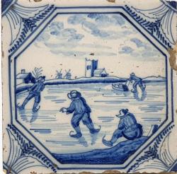 Winterlandschap met schaatsers