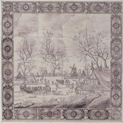 Tegeltableau met voorstelling van een winterlandschap